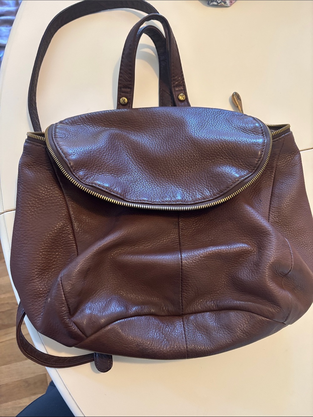 HOBO Chestnut Pebbled Leather Backpack Purse - Picture 4 of 6